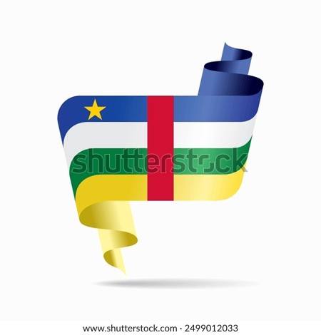 Central African Republic flag wavy ribbon background. Vector illustration.