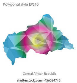 Central African Republic in geometric polygonal style.Abstract gems triangle,modern design background. Vector illustration EPS10