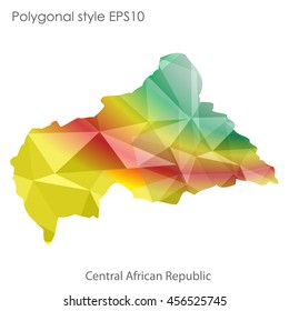 Central African Republic in geometric polygonal style.Abstract gems triangle,modern design background. Vector illustration EPS10