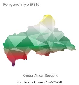 Central African Republic in geometric polygonal style.Abstract gems triangle,modern design background. Vector illustration EPS10