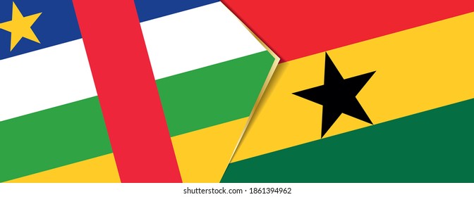 Central African Republic and Ghana flags, two vector flags symbol of relationship or confrontation.