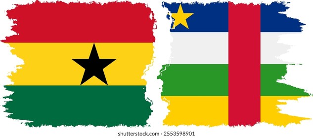 Central African Republic and Ghana grunge flags connection, vector