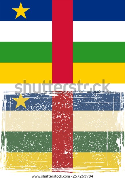 Central African Republic grunge\
flag. Vector illustration. Grunge effect can be cleaned\
easily
