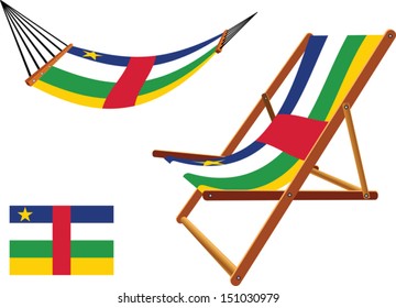 central african republic hammock and deck chair set against white background, abstract vector art illustration