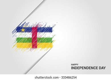Central African Republic Happy independence day scribble flag. Hand drawn Country flag on Gray crumbled paper. vintage background wallpaper vector illustration.