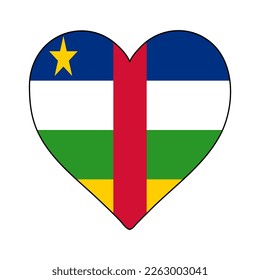 Central African Republic Heart Shape Flag. Love Central African Republic. Visit Central African Republic. Middle Africa. African Union. Vector Illustration Graphic Design.