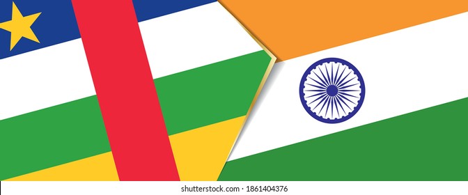 Central African Republic and India flags, two vector flags symbol of relationship or confrontation.
