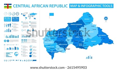 Central African Republic Infographic Map with Data Visualization Elements - Vector Map of Central African Republic