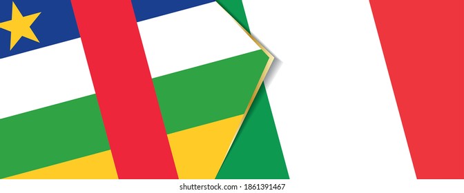 Central African Republic and Italy flags, two vector flags symbol of relationship or confrontation.