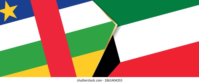 Central African Republic and Kuwait flags, two vector flags symbol of relationship or confrontation.