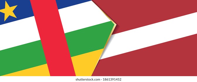 Central African Republic and Latvia flags, two vector flags symbol of relationship or confrontation.