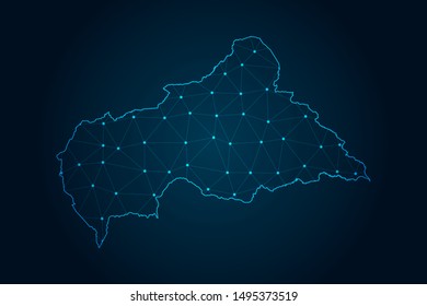 central African Republic map with Abstract mash line and point scales on Dark background . design polygon sphere . Wire frame 3D mesh polygonal network line . Vector illustration eps 10.