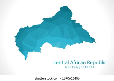 central African Republic Map Abstract geometric rumpled triangular low poly style gradient graphic on white background