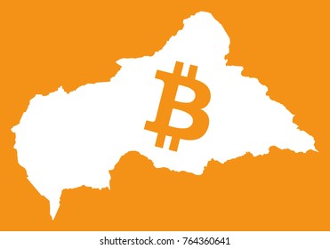 Central African Republic map with bitcoin crypto currency symbol illustration