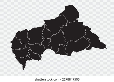 Central African Republic Map black Color on White Backgound quality files Png 
