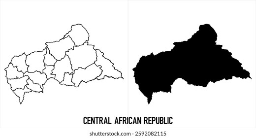 central african republic Map - black World Map International vector template with High detailed isolated on white background - Vector