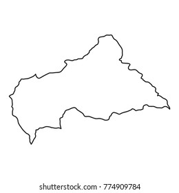 Central African Republic map of black contour curves on white background of vector illustration