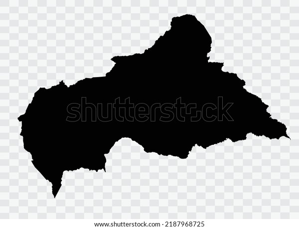 Central African Republic map black Color on\
Backgound png  not divided into\
cities