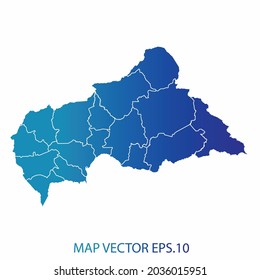 Mapa de la República Centroafricana, color de gradiente azul , estilo infográfico , sobre fondo blanco con Map World. Malla 3D del marco de cables, mapa 3D,