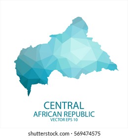 Central African Republic map - blue geometric rumpled triangular low poly style gradient graphic background , polygonal design for your . Vector illustration eps 10.