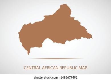 Central African Republic map, brown color and country name. Map of Africa. Vector map on gray background. Symbol for your web site design map logo. app, ui, Travel vector eps10, concept Illustration.