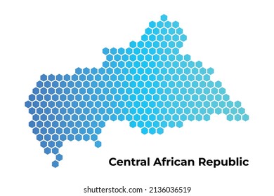 Zentralafrikanische Republik auf der Karte digitales Hexagon auf weißem Hintergrund, Vektorgrafik