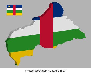 Central African Republic Map Flag Vector 3D