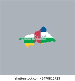 Central African Republic map and flag colors design on gray background