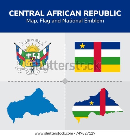 Central African Republic Map, Flag and National Emblem 