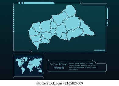 Central African Republic Map Futuristic  infographic Map element collection background