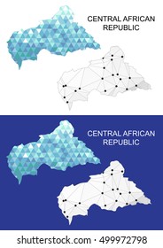 Central African Republic map in geometric polygonal style. Abstract gems triangle.