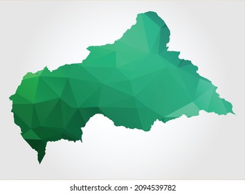 Central African Republic Map Green Color on white background polygonal