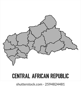 Central African Republic map in grey style isolated on white background. Vector illustration