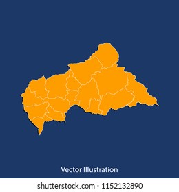 Central African Republic map - High detailed color map of Central African Republic. flat design style, clean and modern.Vector illustration eps 10