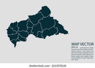 
Mapa de la República Centroafricana Alto Detallado en el fondo blanco. Resumen de la ilustración vectorial de diseño eps 10