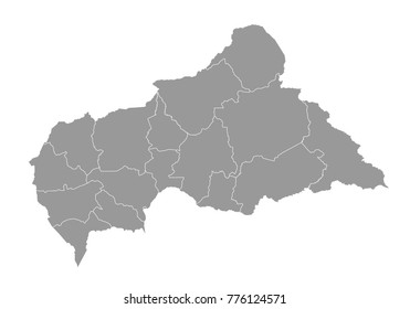 central African Republic map. High detailed map of central African Republic on white background. Vector illustration eps 10.