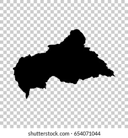 Central African Republic map isolated on transparent background. Black map for your design. Vector illustration, easy to edit.