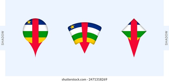 Conjunto de marcadores de mapa de República Centroafricana. Perfecto para proyectos relacionados con la República Centroafricana, viajes, geografía y representación internacional. Vector colección.