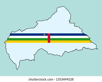 Central African Republic map with national flag 