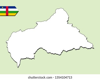 Central African Republic map with national flag 