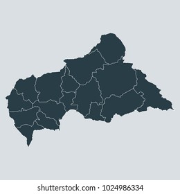 Central African Republic map on white background vector, Central African Republic Map Outline Shape Gray on White Vector Illustration, High detailed Gray illustration map Central African Republic.