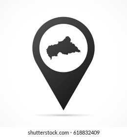 Central African Republic Map on location pin. Map pointer isolated on a white background.
Conceptual vector illustration.