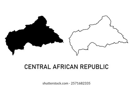 CENTRAL AFRICAN REPUBLIC map in outline style, black color