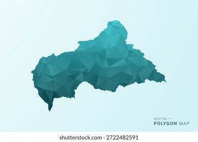 Mapa da República Centro-Africana - Ilustração vetorial estilo polígono em azul-esverdeado azul azul-esverdeado baixo design geométrico, silhueta mínima moderna.