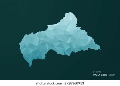 Central African Republic Map - Polygon style vector illustration in green and blue low poly geometric design, clean minimal silhouette for infographic.
