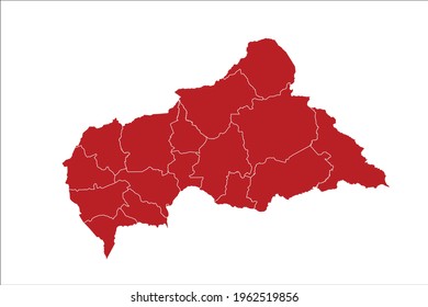 Central African Republic Map Red Color on White Backgound