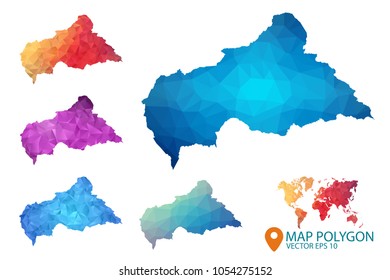 Central African republic Map - Set of geometric rumpled triangular low poly style gradient graphic background , Map world polygonal design for your . Vector illustration eps 10.