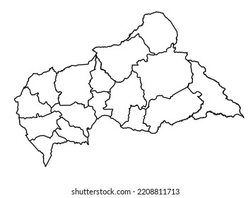 Central African Republic map shadow in minimal line outline thin shape isolated vector illustration