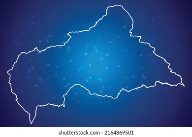 Central African Republic Map Technology  with network connection background