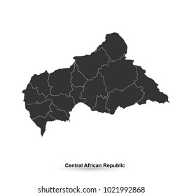 Central African Republic
 map. vector illustration.